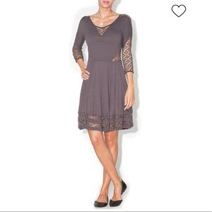 Free People Charcoal Crochet Fit and Flare Dress Women’s Size XS